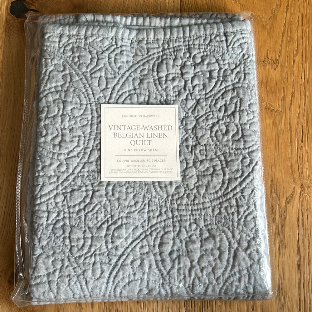 RH Belgian Linen Quilted Pillow Sham (king)